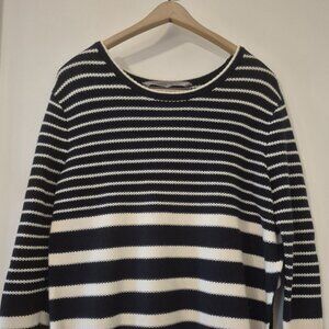 Athleta Oversized Merino Wool Blend Sweater XS Coastal Grandmother Nautical Cozy